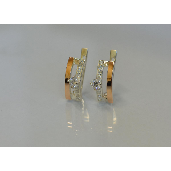 Серебряные серьги с золотыми накладками (031с)