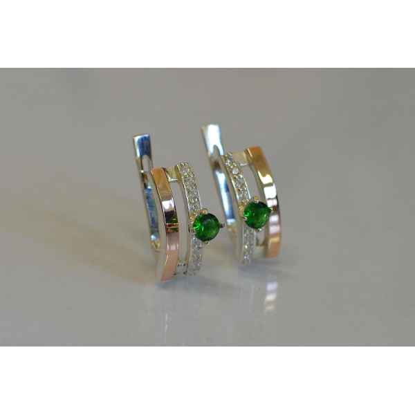 Серебряные серьги с золотыми накладками (031с)