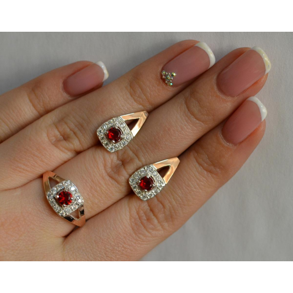 Серебряный гарнитур с золотыми пластинами (032)