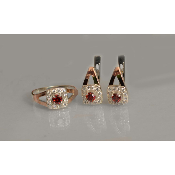 Серебряный гарнитур с золотыми пластинами (032)