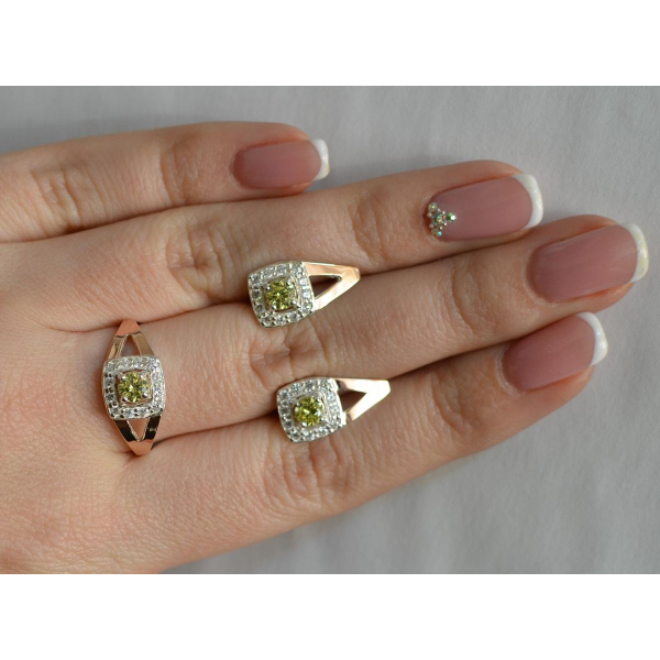 Серебряный гарнитур с золотыми пластинами (032)