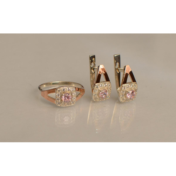 Серебряный гарнитур с золотыми пластинами (032)