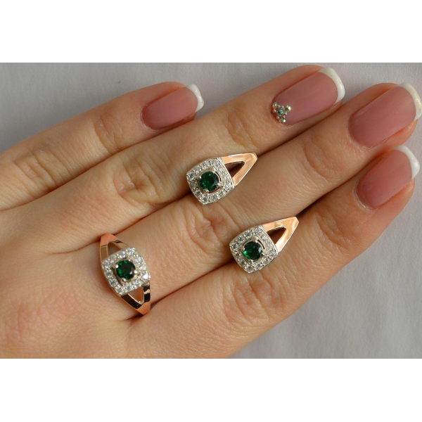 Серебряный гарнитур с золотыми пластинами (032)