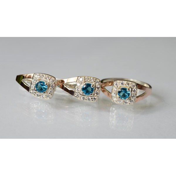 Серебряный гарнитур с золотыми пластинами (032)