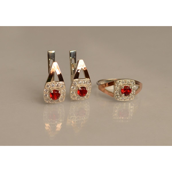 Серебряный гарнитур с золотыми пластинами (032)