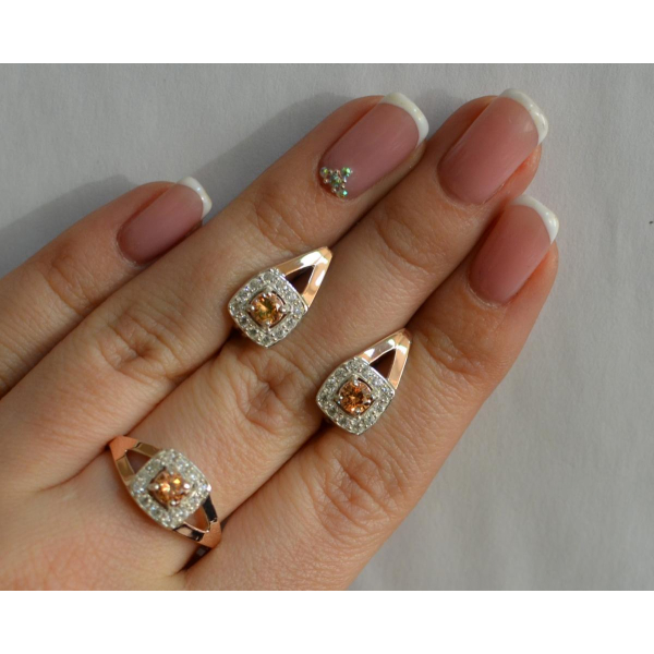 Серебряный гарнитур с золотыми пластинами (032)