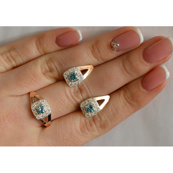 Серебряный гарнитур с золотыми пластинами (032)