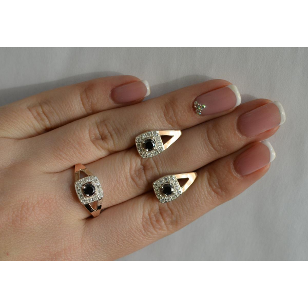 Серебряный гарнитур с золотыми пластинами (032)