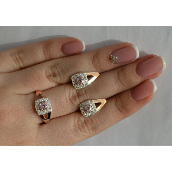 Серебряный гарнитур с золотыми пластинами (032)