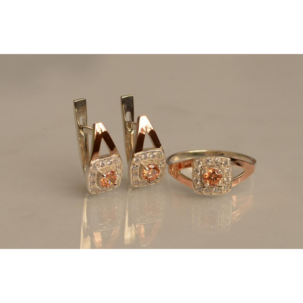 Серебряный гарнитур с золотыми пластинами (032)