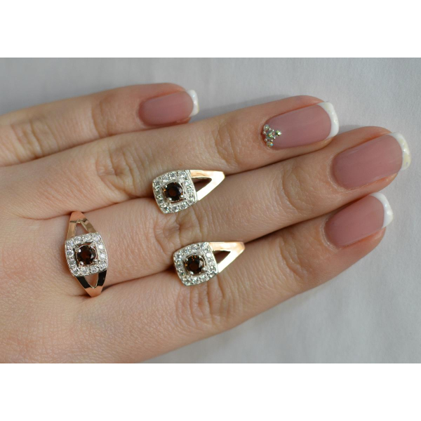 Серебряный гарнитур с золотыми пластинами (032)