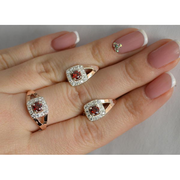 Серебряный гарнитур с золотыми пластинами (032)