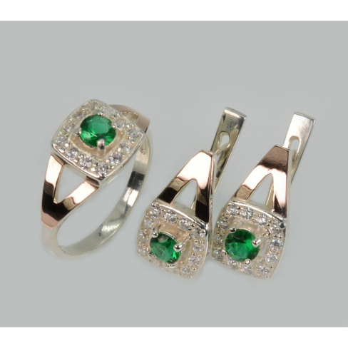 Серебряный гарнитур с золотыми пластинами