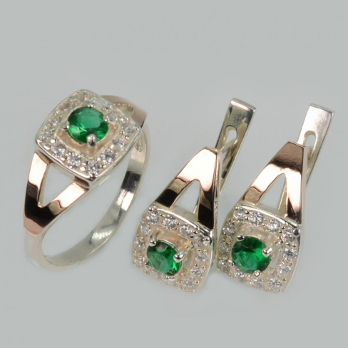 Серебряный гарнитур с золотыми пластинами