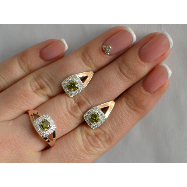 Серебряный гарнитур с золотыми пластинами (032)