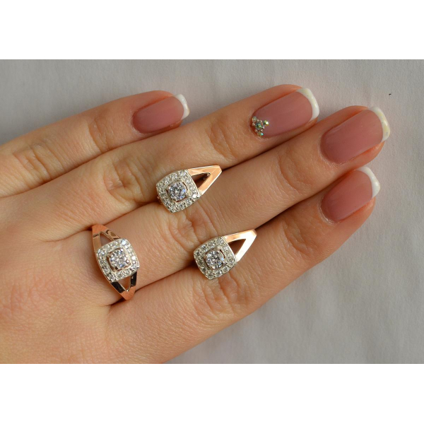 Серебряный гарнитур с золотыми пластинами (032)