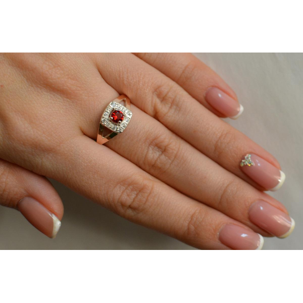 Серебряное кольцо со вставками из золота (032к)