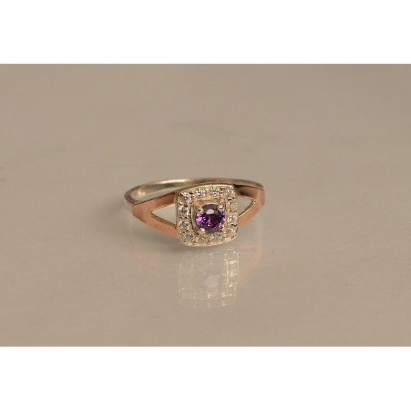 Серебряное кольцо со вставками из золота (032к)