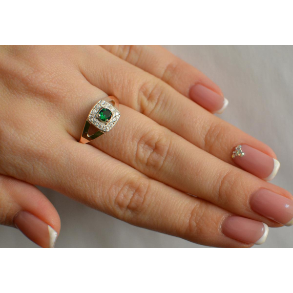 Серебряное кольцо со вставками из золота (032к)