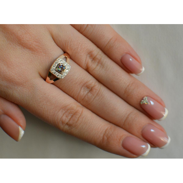 Серебряное кольцо со вставками из золота (032к)