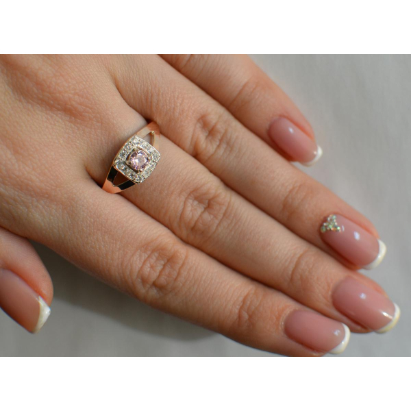 Серебряное кольцо со вставками из золота (032к)