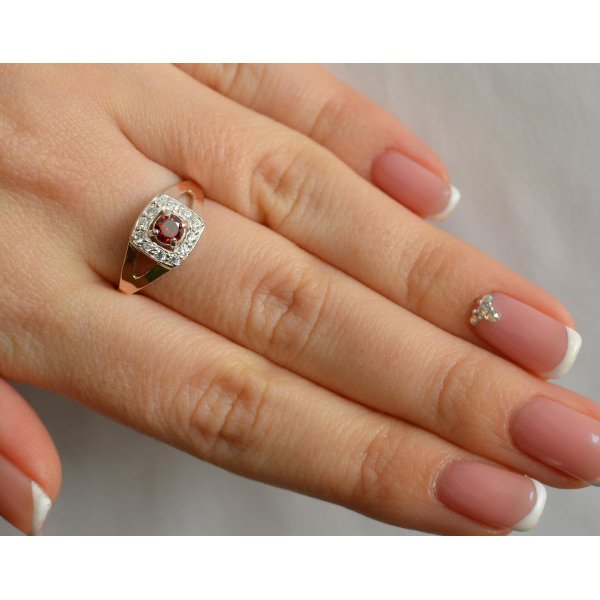 Серебряное кольцо со вставками из золота (032к)