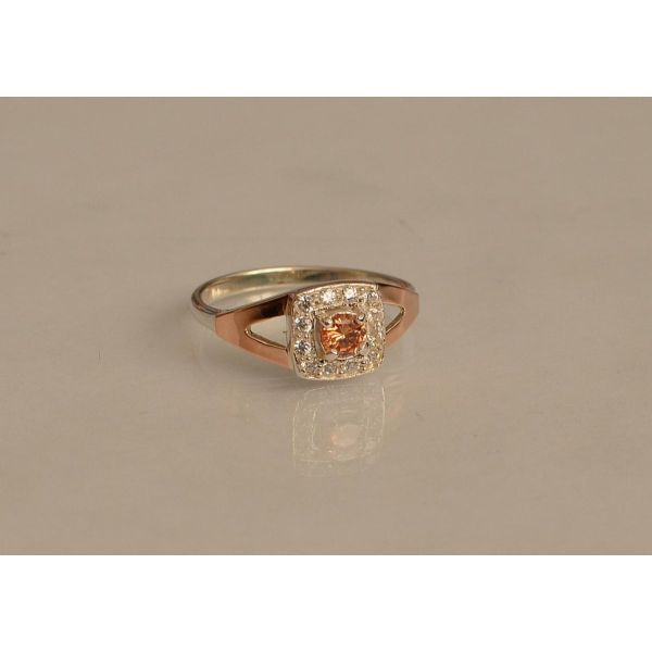 Серебряное кольцо со вставками из золота (032к)