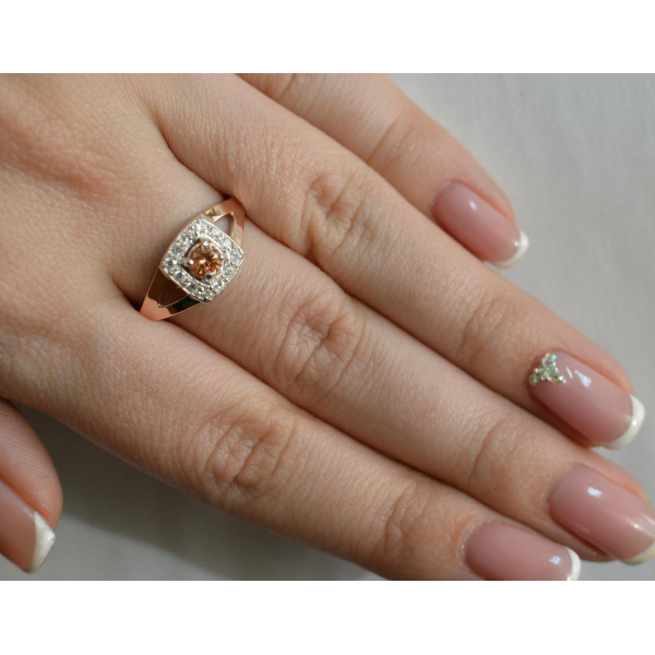 Серебряное кольцо со вставками из золота (032к)