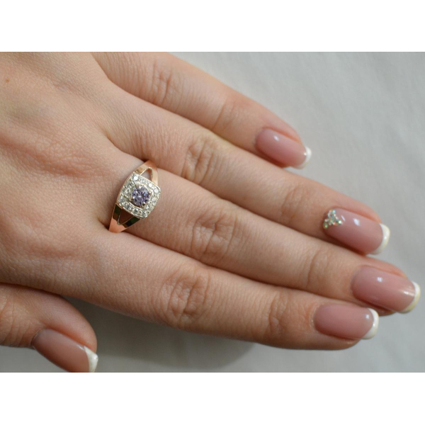 Серебряное кольцо со вставками из золота (032к)