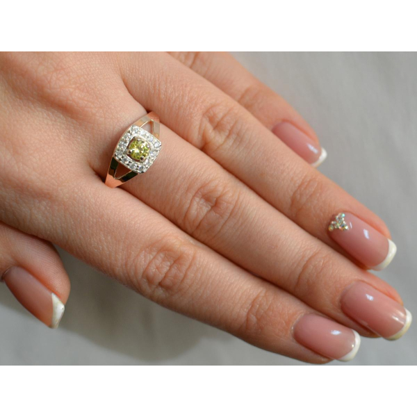 Серебряное кольцо со вставками из золота (032к)