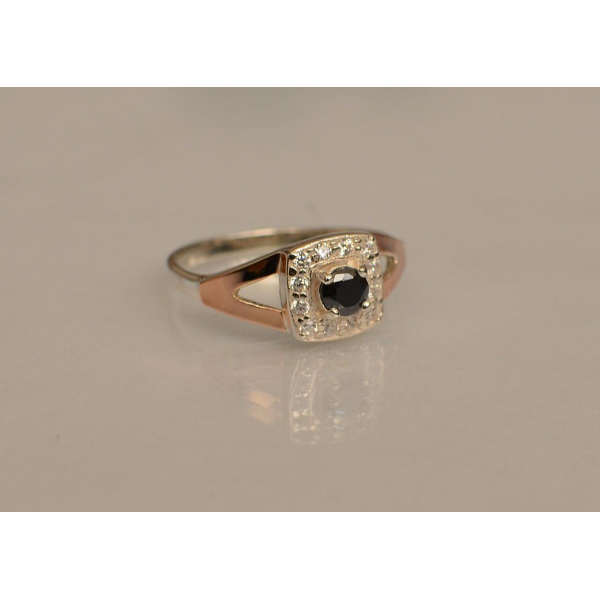 Серебряное кольцо со вставками из золота (032к)