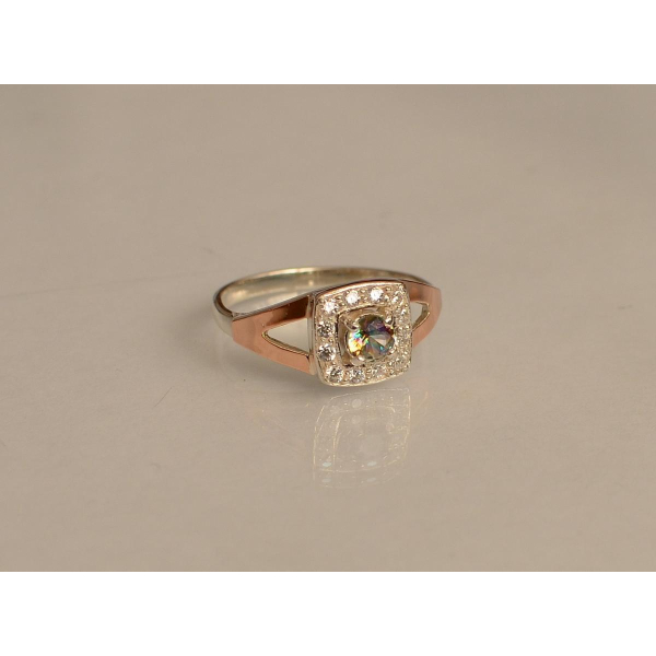 Серебряное кольцо со вставками из золота (032к)