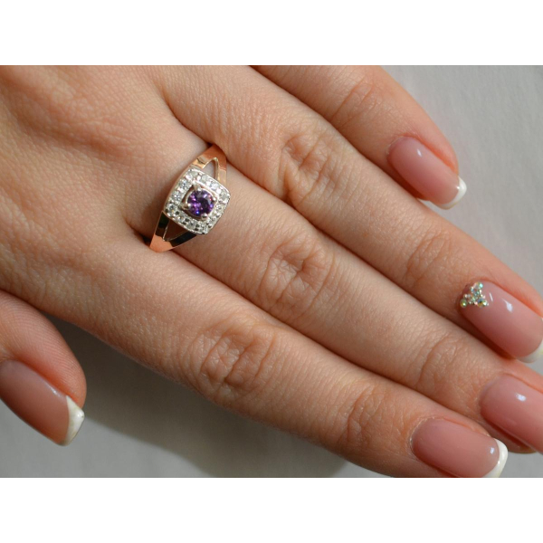 Серебряное кольцо со вставками из золота (032к)