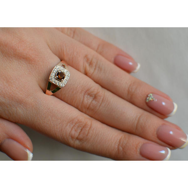 Серебряное кольцо со вставками из золота (032к)