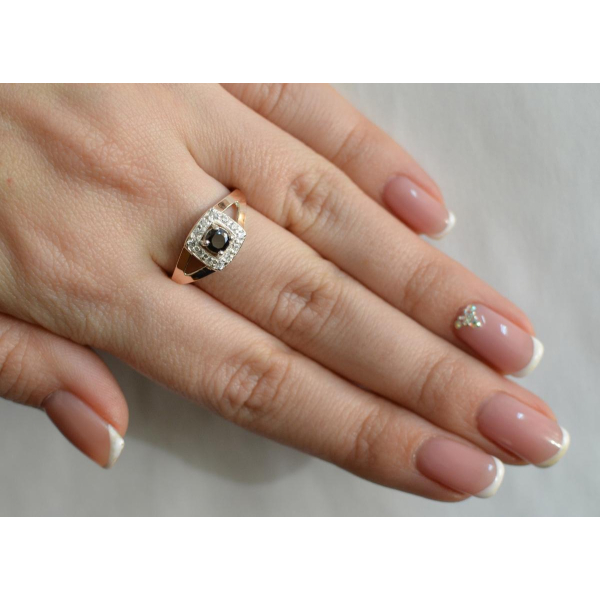 Серебряное кольцо со вставками из золота (032к)