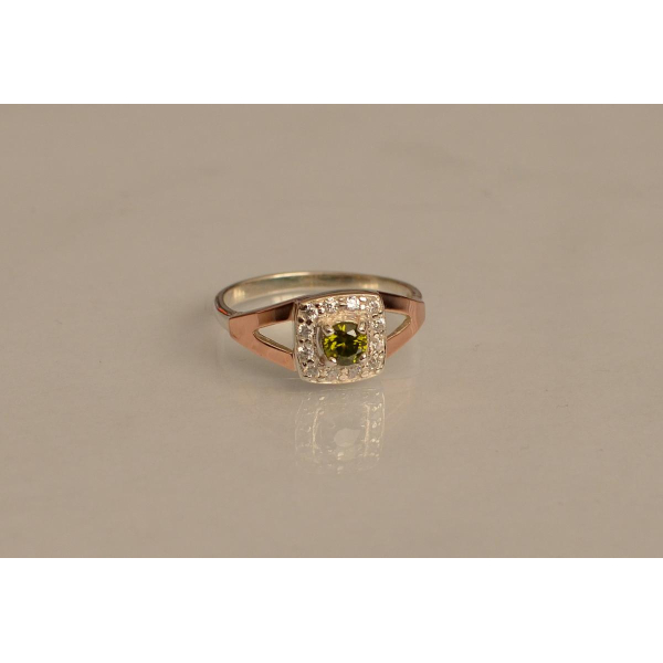 Серебряное кольцо со вставками из золота (032к)