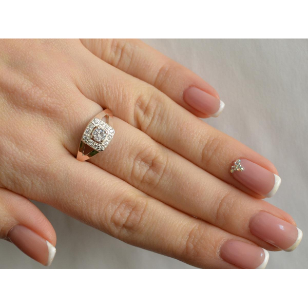 Серебряное кольцо со вставками из золота (032к)