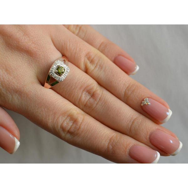 Серебряное кольцо со вставками из золота (032к)