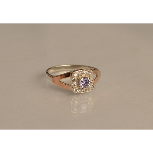 Серебряное кольцо со вставками из золота (032к)