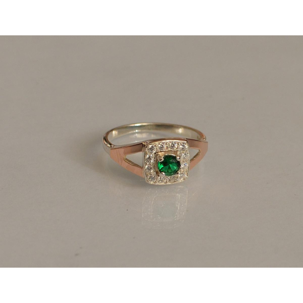 Серебряное кольцо со вставками из золота (032к)