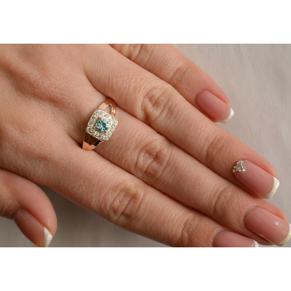 Серебряное кольцо со вставками из золота (032к)