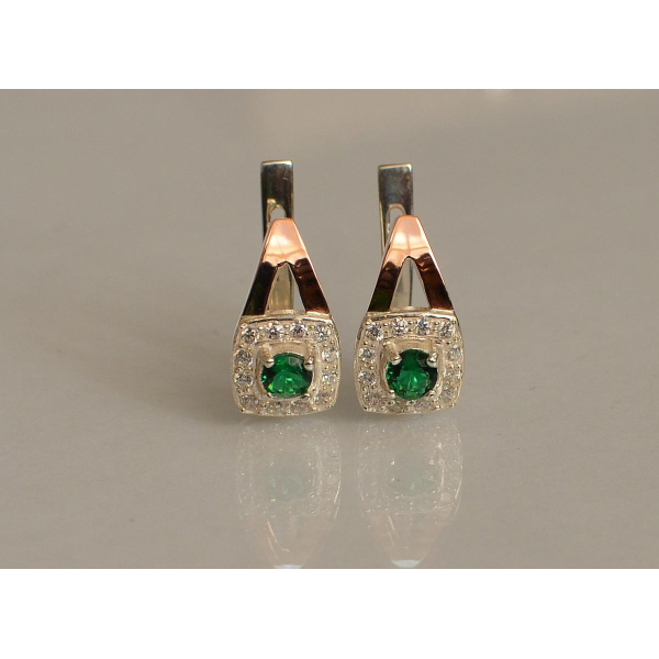 Серебряные серьги  с пластинами из золота (032с)