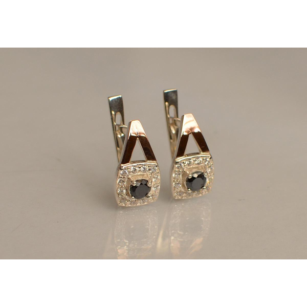 Серебряные серьги  с пластинами из золота (032с)