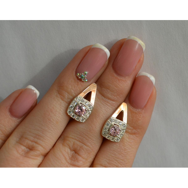 Серебряные серьги  с пластинами из золота (032с)