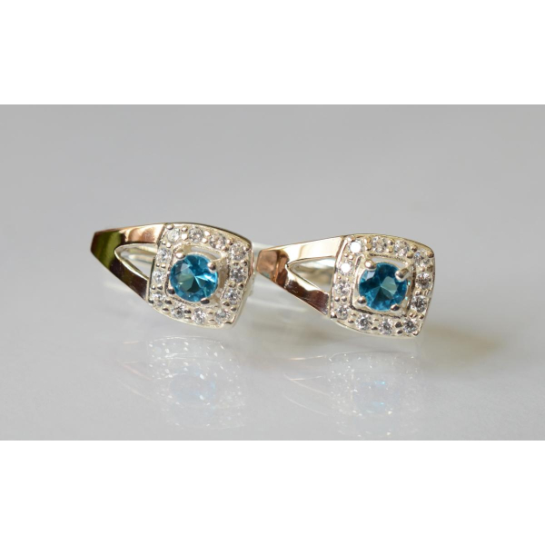 Серебряные серьги  с пластинами из золота (032с)