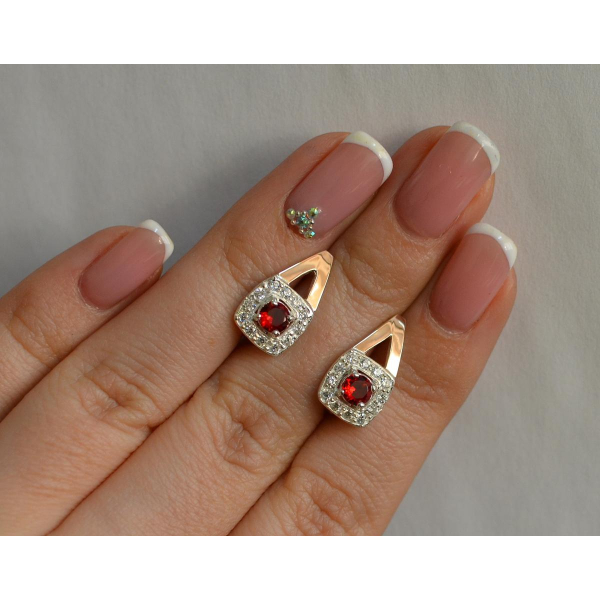 Серебряные серьги  с пластинами из золота (032с)