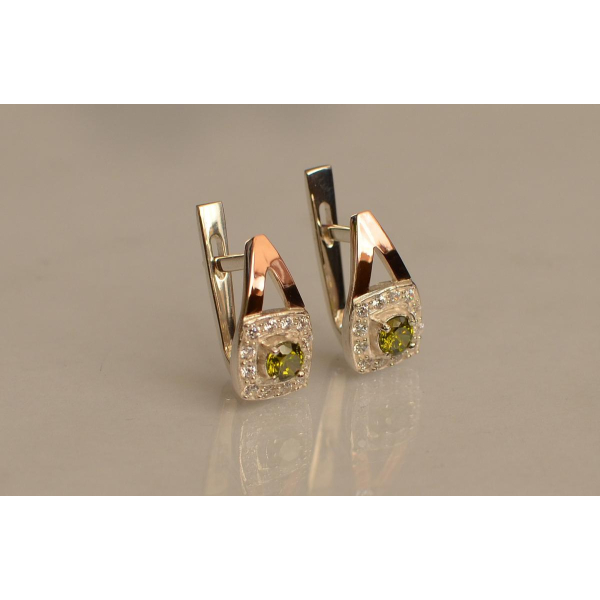 Серебряные серьги  с пластинами из золота (032с)