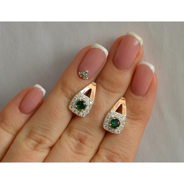 Серебряные серьги  с пластинами из золота (032с)