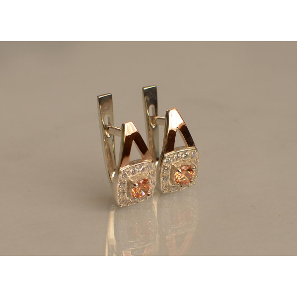 Серебряные серьги  с пластинами из золота (032с)