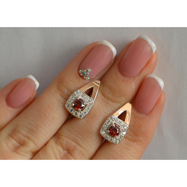 Серебряные серьги  с пластинами из золота (032с)